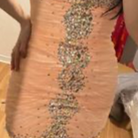 Pink Pale Rhinestones Cocktail Dress - Picture 4 of 4